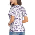 thumbnail image 3 of Vsdgher Lavender Flowers Women Shirts V Neck Short Sleeve Tops T-Shirt Basic Tees, S to 3XLMedium, 3 of 5