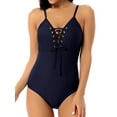 thumbnail image 4 of Womens One-Piece Beach Wear with Adjustable Front Straps Solid Sexy Backless Swimming Tankini, 4 of 5