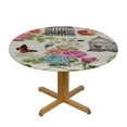 thumbnail image 3 of ONETECH Spring Summer Floral Round Tablecloth Vintage Flower Butterfly Bird Table Cloth Elegant Rustic Farmhouse Polyester Table Cover Round Outdoor Tablecloth Decorative For Kitchen Dining Party, 3 of 7