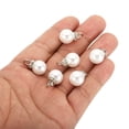 thumbnail image 4 of Unique Bargains Pendentifs Perles Factices 12 mm, Lot de 100 Perles Rondes Imitation Perle avec Strass, Argent Blanc, 4 of 6