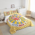 thumbnail image 4 of YST Cartoon Mushroom Bedding Set Queen for Kids Groovy Floral Comforter Set, Yellow Buffalo Plaid Duvet Insert Geometry Stripe Quilt Comforter, 60s 70s 80s 90s Party Bedding Comforters & Sets, 4 of 5
