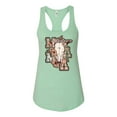thumbnail image 2 of Wild Bobby Western Ma Steer Pink And Grey Distressed Pop Culture Women Racerback Tank Top, Mint, Medium, 2 of 6