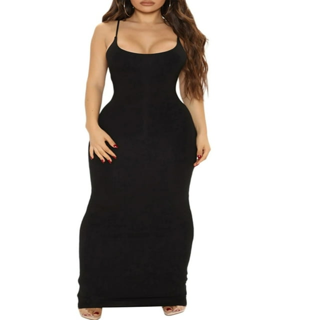 Femmes Élégantes Coupe Basse Bodycon Maxi Robe Sans Manches Robe de Cami Robe de Soirée Robe de Soirée Formelle