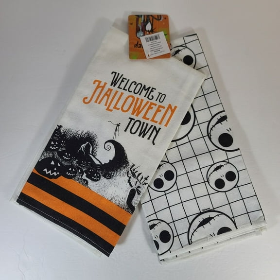 Disney Nightmare Before Christmas Welcome to Halloween Town 2 Pack Kitchen Towel