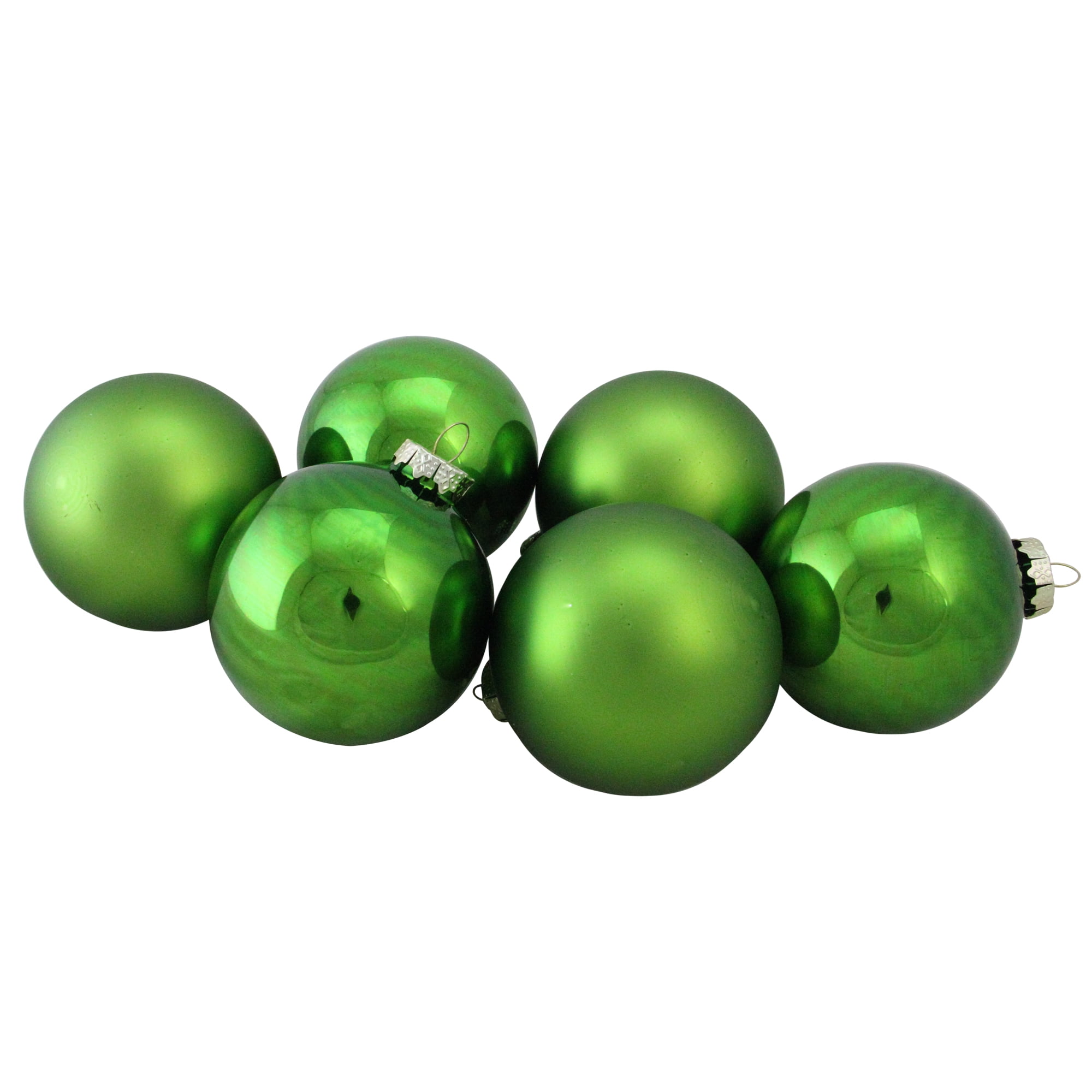 6ct Shiny and Matte Kiwi Green Glass Ball Christmas Ornaments 3.25" (80mm) Walmart Canada