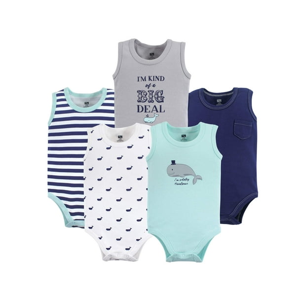 Hudson Baby Hudson Baby Boy Sleeveless Bodysuits, 5pack