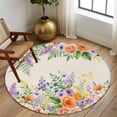 thumbnail image 2 of Large Round Rug 8Ft Washable Non-Slip, Pink Orange Flowers Circle Area Rugs for Living Room Bedroom, Spring Floral Farmhouse Botanical Rustic Indoor Floor Mats Carpet Runner for Home Decor, 2 of 8