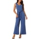 thumbnail image 1 of INSPIRAR CHIC Mono sin mangas para mujer con cintura ajustable, elástico, pantalón largo, con bolsillos, M, azul, 1 of 6