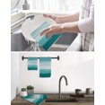 thumbnail image 5 of Teal Turquoise Kitchen Dish Towels for Drying Dishes Set of 2, Farmhouse Abstract Gradient Wooden Plank Waffle Weave Microfiber Hand Tea Bathroom Towels Quick Dry & Absorbent Towel 15.7x23.6, 5 of 7