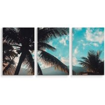 Idea4wall 3 Piece Tropical Canvas Wall Art Palm Tree Canvas Prints Modern Home Wall Decor, 16"x24"