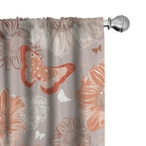 Ambesonne Spring Curtains, Chamomiles Butterflies Plot, Pair of 28"x63", Pale Taupe and Cinnamon