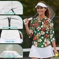 thumbnail image 6 of Uorisanigo Hawaii Flower Golf Athletic Polo Workout Tops for Women Fashion Zipper Neck Quick Dry Athletic Polo Shirts Stylish 3/4 Roll Sleeve Outing Wear Pullover for Workout Sports, 6 of 7