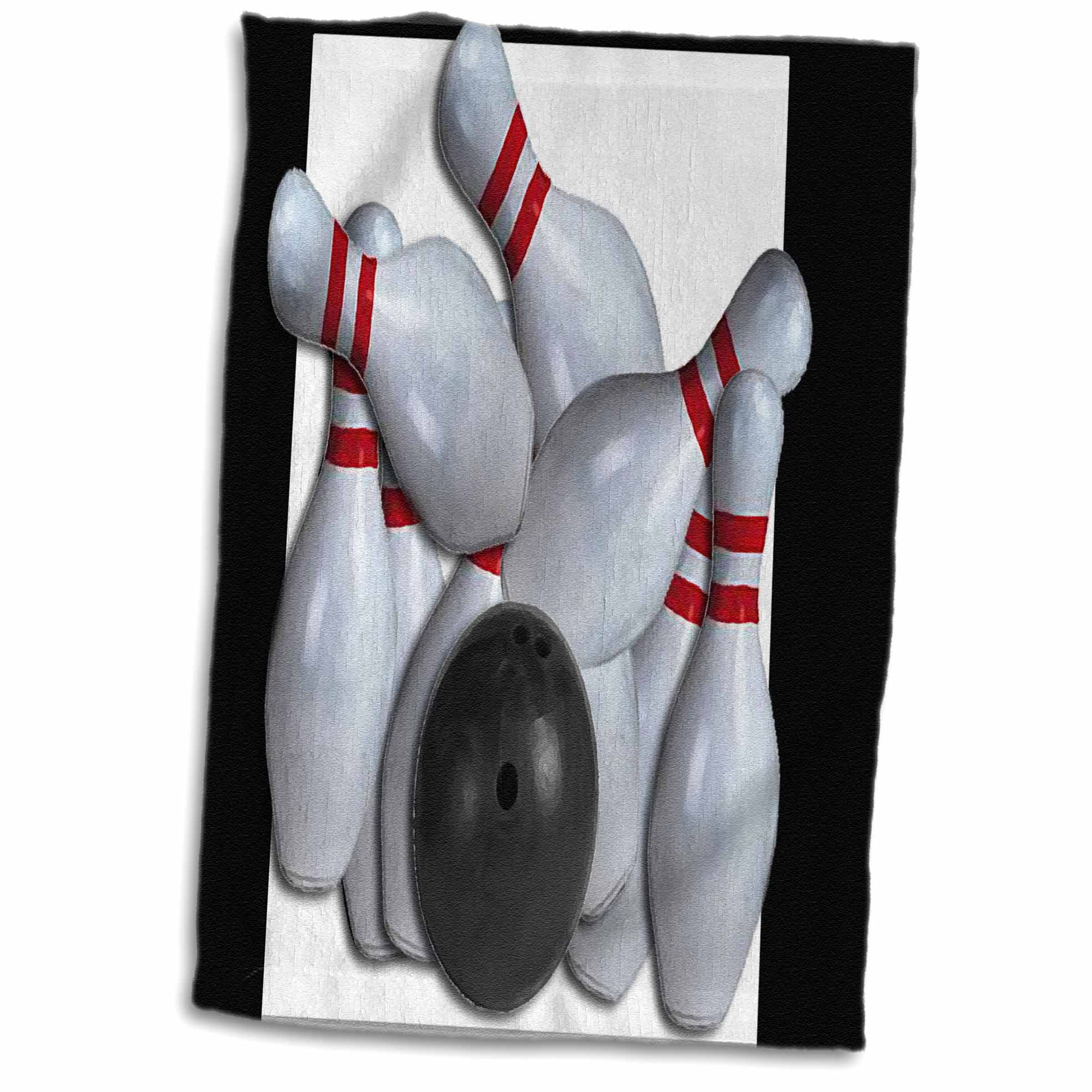 3dRose Bowling Ball and Pins Towel, 15 by 22inch