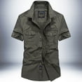 thumbnail image 2 of Men's Short Sleeve Shirt Washed Cotton Military Loose Large Size Outdoor Tooling Shirt Trend, 2 of 4