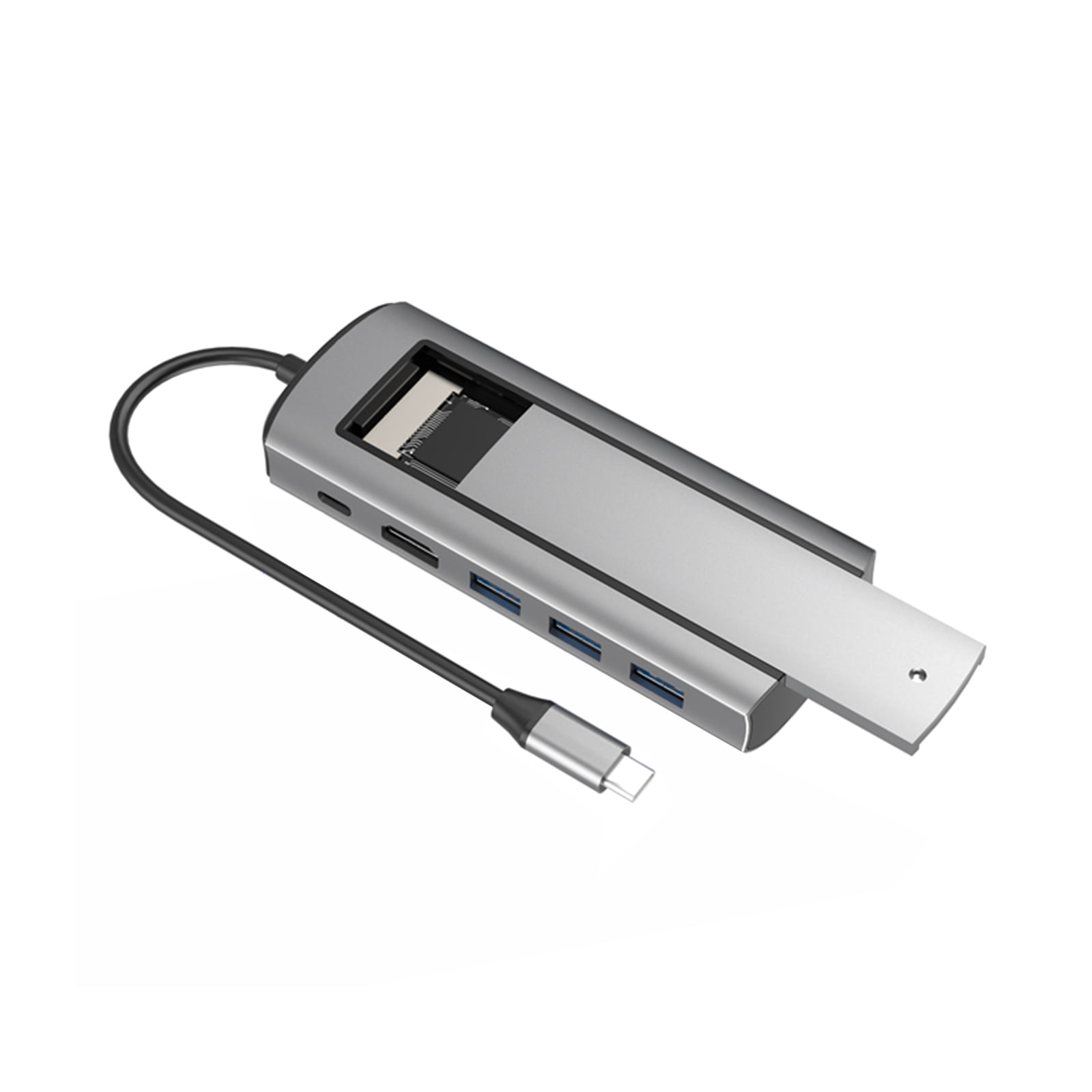 JIAHAOO Type C USB 3.0 Hub 6 in 1 with SSD Enclosure 4K HD USB 3.0 5Gbps M.2 SATA NVMe Tool Free Install