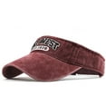 thumbnail image 2 of Prolriy Visor Hats for Women Canvas Hat Washed Outdoor Embroidery Adjustable Cap Visor Unisex Empty Top Sun Baseball Caps Sun Hats for Women Wine, 2 of 8