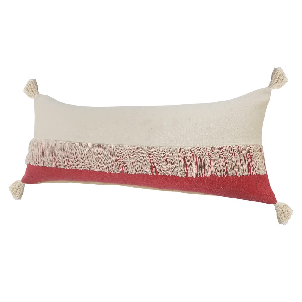 Ox Bay 14" x 36" Red/ White Color Block Organic Cotton Pillow Cover