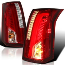 Spec-D Tuning Chrome Red LED Bar Tail Lights Compatible with 2003-2007 Cadillac CTS, Left   Right Pair Assembly