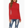 thumbnail image 4 of Women's Turtleneck Long Sleeve Shirts Casual Basic T Shirts Lightweight Base Layer Solid Slim Fit Tops, 4 of 6
