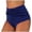 Blue, variant on Shachafan Women's Summer Solid Color And Striped Waist Length Pleated Beach Bikini Swim Pants High Waist Bathing Suit Bottom