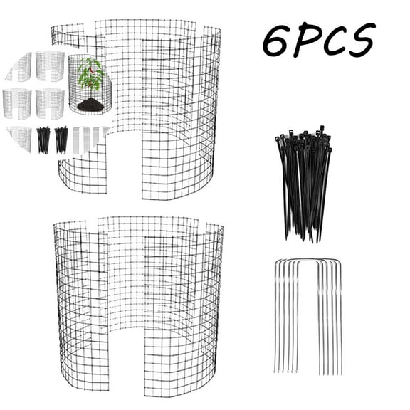 WNFJR 6 Pcs Sturdy Metal Tree Guards Trunk Protectors - Easy Assembly Garden Tree Protection Cage
