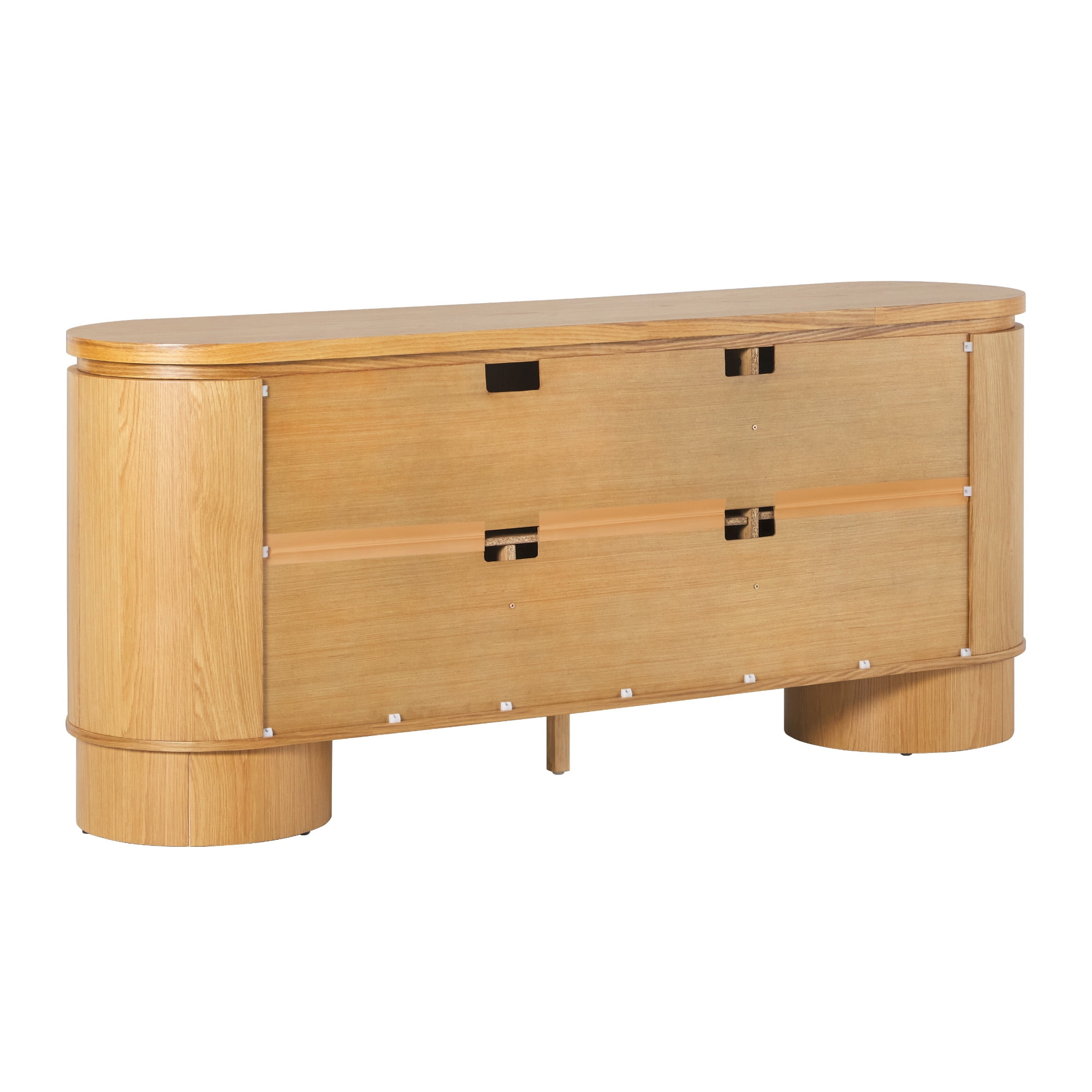 Walker Edison Modern Large Curved Wood Sideboard TV Stand, White Oak