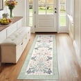 thumbnail image 4 of Garvee 2'x6' Floral Runner Rug Geometric Bordered Carpet, Butterfly Printed Rug Washable Non Slip Rug for Hallway Bedroom Farmhouse, Green, 4 of 8