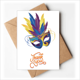 thumbnail image 1 of Blue Feather Mask Feliz Carnaval de Venecia Nota en blanco del sobre de la tarjeta de agradecimiento, 1 of 4