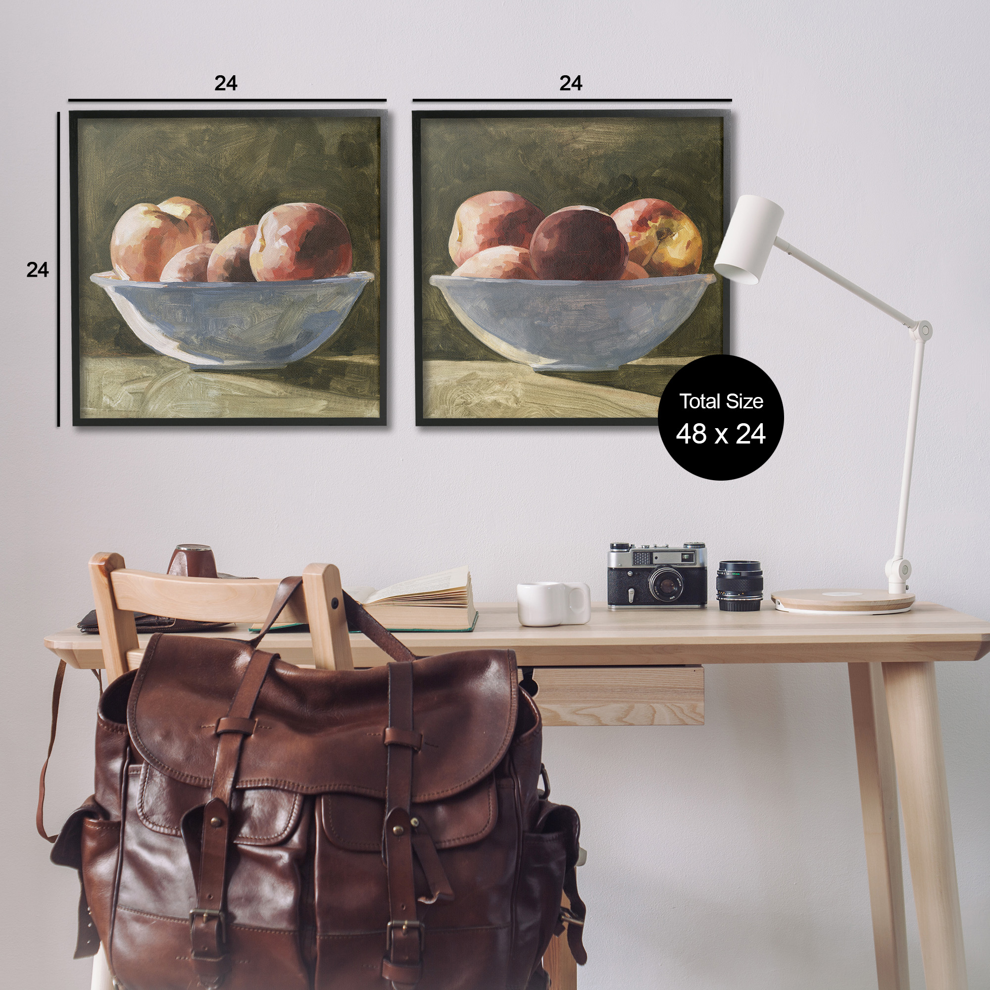 Stupell Industries Bowls of Apples Food & Beverage Painting Black Framed Art Print Wall Art, 24 x 24, Set of 2