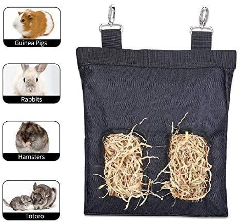 Tylu Rabbit Hay Feeder Bag Pig-Pet Hay Feeder Hanging Feeding Hay Long Wear Feeder Bag Green for Small Animals 