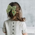 thumbnail image 3 of Vorkoi Baby Girl Embroidery Flower Plain Bows Hair Clips, Fabric Cotton Linen Handmade Hair Accessories for Little Girls Toddler Kids Children, 3 of 6