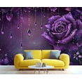 thumbnail image 3 of Purple Rose Wall Mural- European Style Wall Murals For Living Room Bedroom, Rose Mural 110"W x 79"H (Not Peel and Stick), 3 of 6