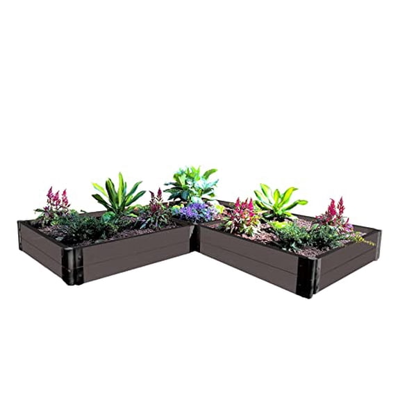 WEATHERED WOOD 'ARROWHEAD' - 8' X 8' X 11" STRAIGHT CORNER RAISED GARDEN BED - 1" PROFILE