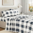 thumbnail image 5 of Great Bay Home Printed Flannel Sheet Set - 100% Turkish Cotton - Double Brushed - Twin, Buffalo Check - Navy, 5 of 6