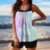 thumbnail image 1 of RKSTN Tankini Swimsuits for Women Printed Color Block Crew Neck Swim Tank with High Waisted Solid Color Swim Shorts Matching 2 Piece Set Bathing Suits for Summer Beach Parties, 1 of 5