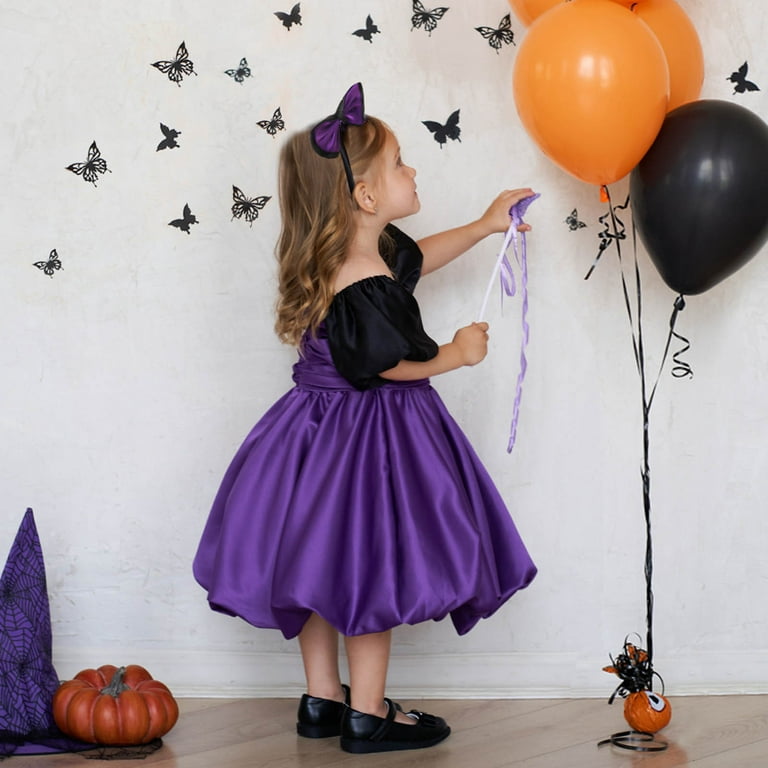 4pcs Princess Dress Winter Dress Girls Long Sleeve Halloween Costume  Children Party Cosplay Purple Multi-size Ns2