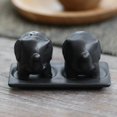 thumbnail image 2 of NOVICA Ceramic salt and pepper set, 'Eager Elephants in Black', 2 of 6
