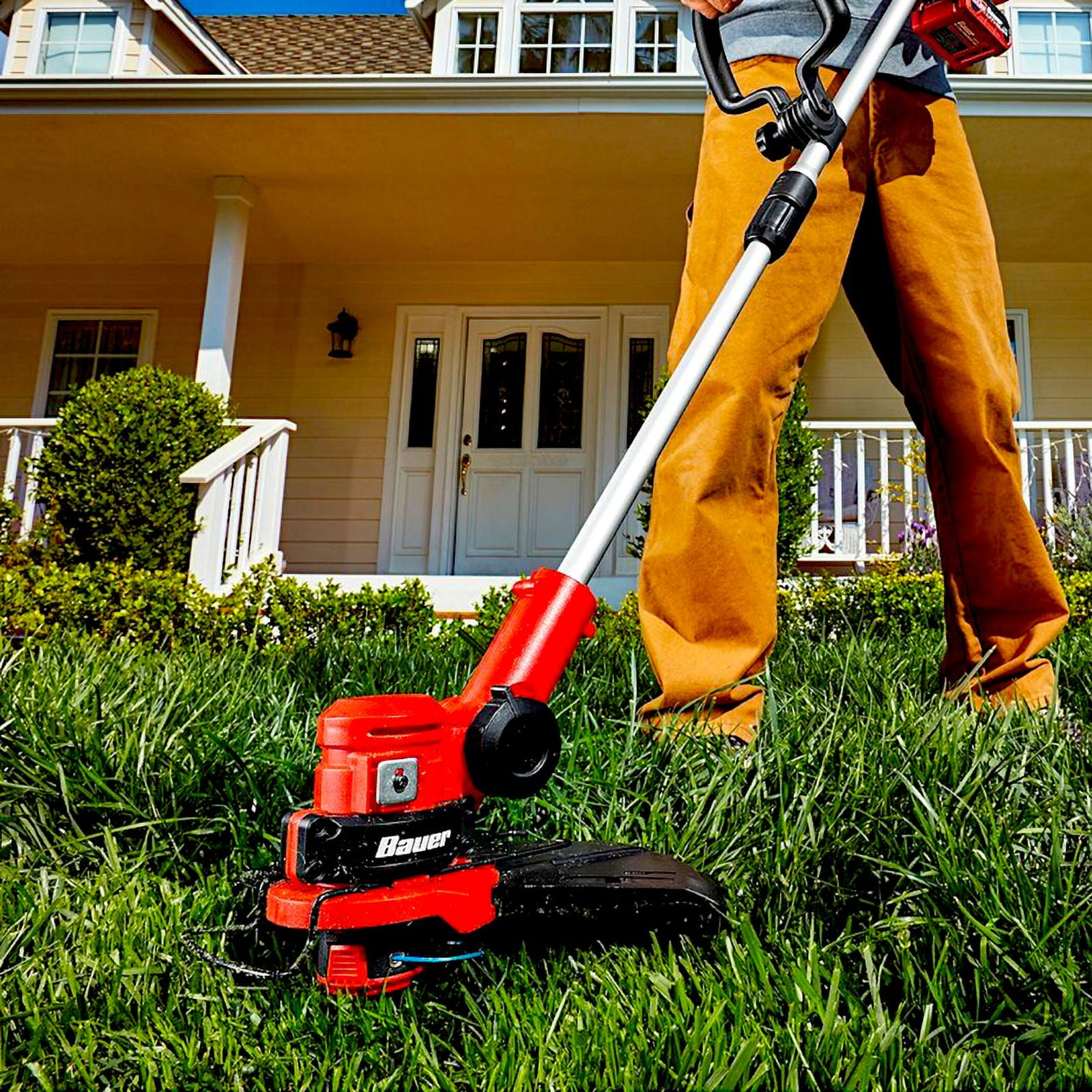 Bauer 12 inch String Trimmer 20Volt Battery Operated Garden Lawn Weed Cutter Red Tool Only