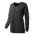 thumbnail image 2 of A2Y Women's Relaxed Fit Long Sleeve V-Neck Side Pocket Sweatshirt Charcoal M, 2 of 6