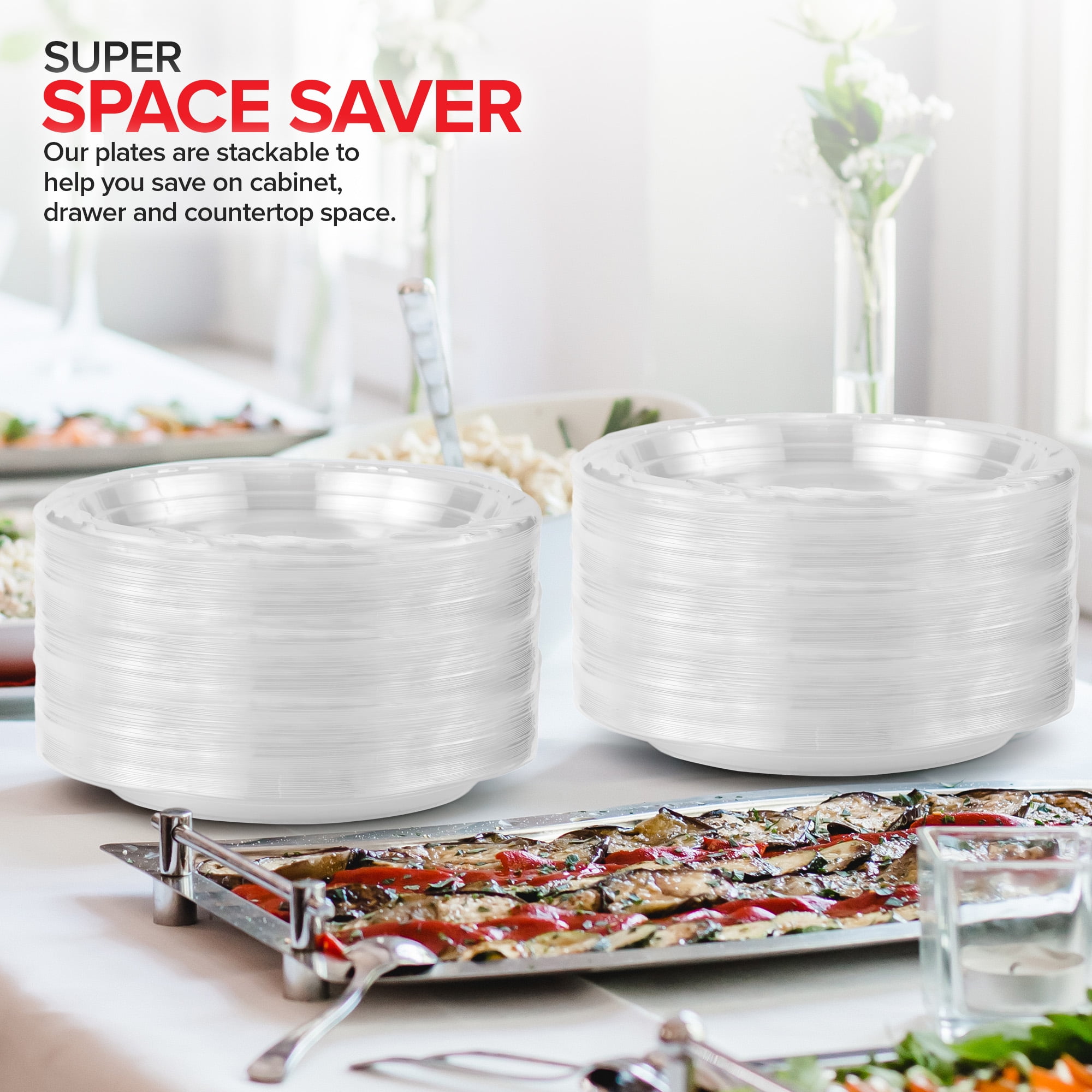 Stock Your Home 120-Count 9" Clear Plastic Plates, Heavy Duty, Disposable, for Parties & Events