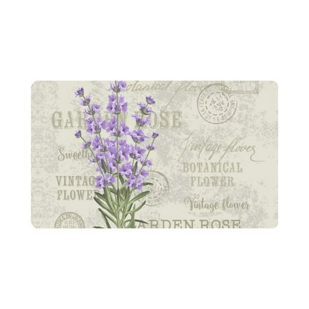 MKHERT Elegant Postcard Lavender Flowers Vintage Floral Doormat Rug Home Decor Floor Mat Bath Mat 30x18