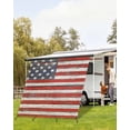 thumbnail image 4 of 4th of July RV Awning Sun Shade Screen 9'X7' Patriotic American Flag Mesh Sunscreen Retro Wood Grain Awning Shade Screen with Zipper UV Blocker Completed Kits Outdoor Canopy for RV Motorhome Camper, 4 of 7