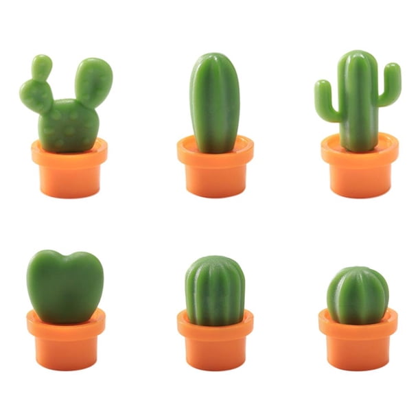 Imán nevera 5x6 piezas Mini dibujos animados Cactus pegatina planta maceta decoración naranja