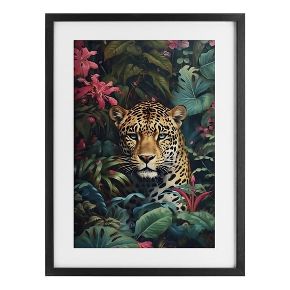 Stupell Industries Contemporary Jaguar with Silent Emerald Gaze Black Framed Print Under Glass, 14 x 20, by Creative Studio