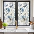thumbnail image 3 of Vintage Blue Window Privacy Film Brown Watercolor Flowers Petals Abstract Art Decorative Glass Window Film UV Blocking Static Cling Non-Adhesive Sticker Covering for Home Door 17.7 x 39.3 inches, 3 of 8