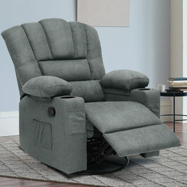 Uforic Textile Manual Swivel Rocking Recliner Chair with 360-Degree Rotation, Ideal for Living Room