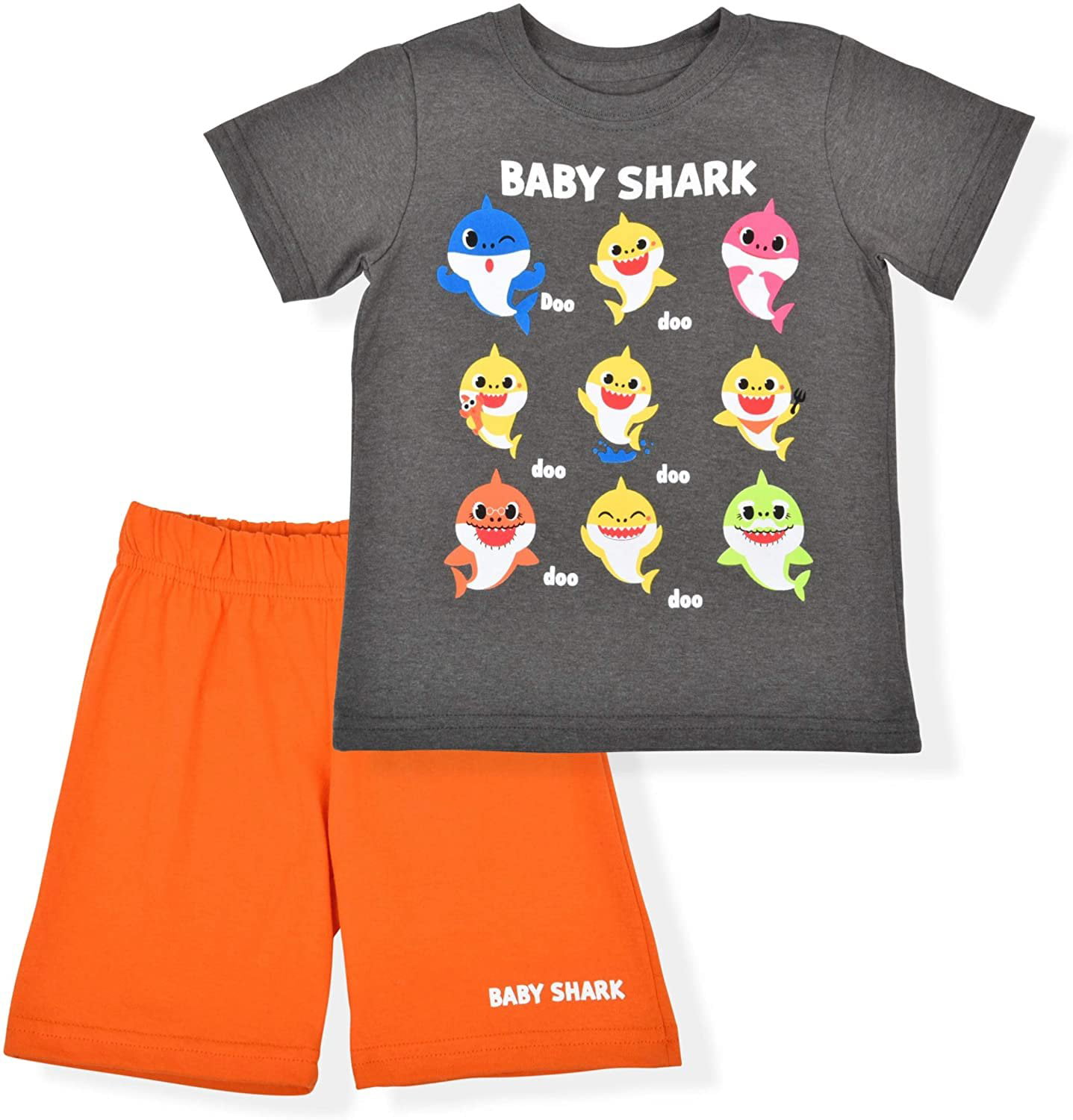 Nickelodeon Baby Shark Boys Shorts Set and Summer Clothes, Orange/Grey ...