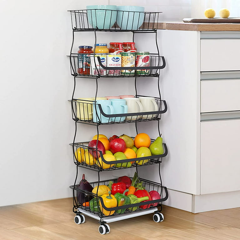 Supermarket Retail Display Shelf, 5 Tier Freestanding Snack Fruit Vegetable  Organizer Basket, Commercial Pharmacy Wire Storage Rack, Space Saving