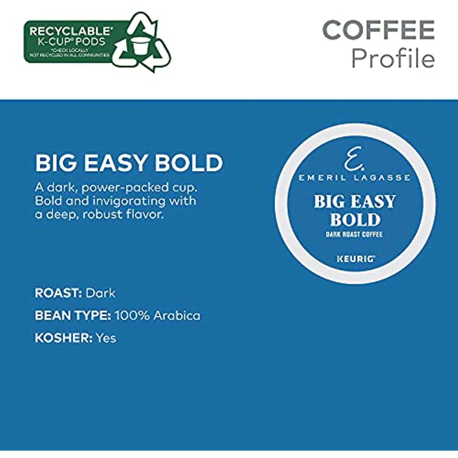Emeril Big Easy Bold, Single-Serve Keurig K-Cup Pods, Dark Roast Coffee, 96 Count