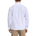 thumbnail image 3 of INSPIRE CHIC Men's Striped Button Down Long Sleeve Stretch Business Shirts S Light Blue, 3 of 4